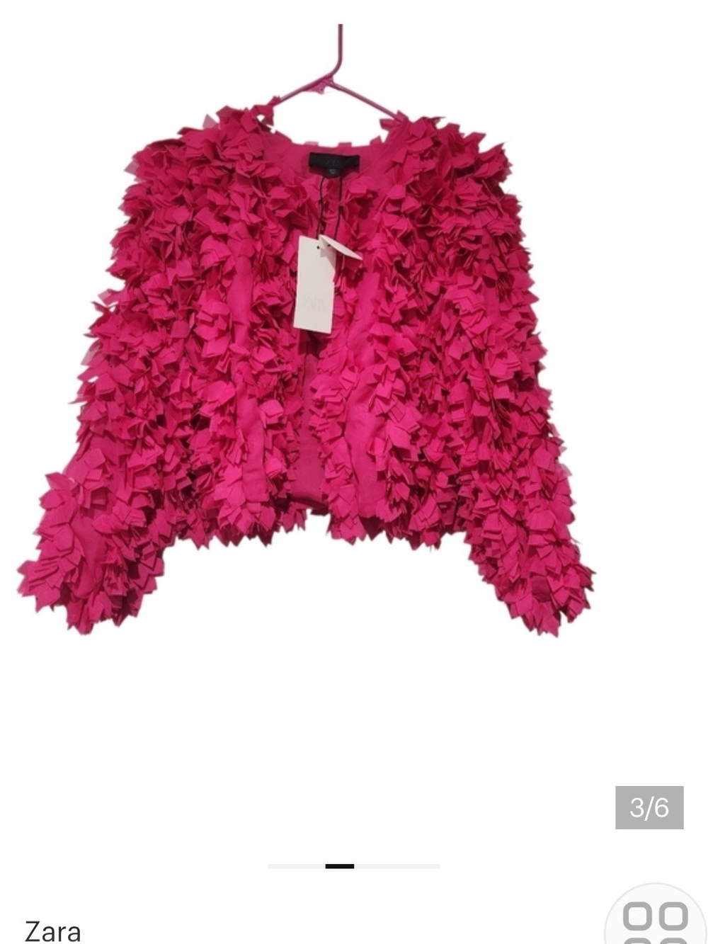 Zara Kids Hot Pink Textured Fringe Jacket